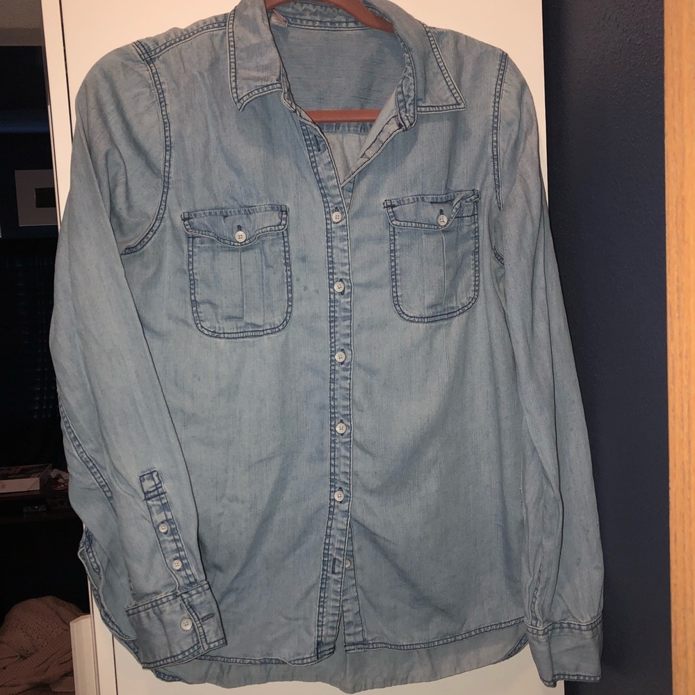 A denim button down shirt